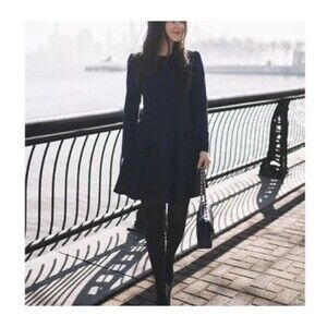 Gal Meets Glam Dress Celeste 10 Black Long Sleeve Drop Waist Fit Flare Classic